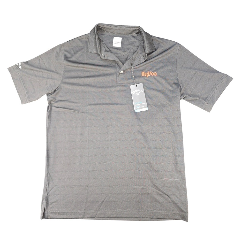 NWT Callaway Opti Dri Polo Shirt Men's Medium Black Hy-Vee Golf Performance